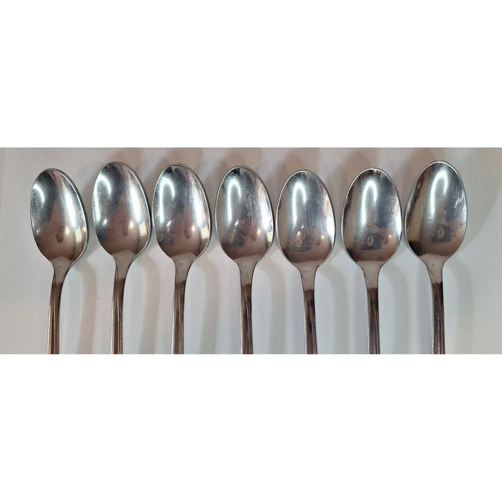 Lot Of 7 Oneida Roseanne Ice Tea Spoons Stainless Flatware Silverware